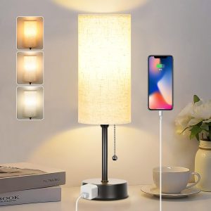 15-inch Tri-Color Bedside Table Lamp with Zipper Switch